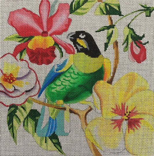 FF227 - Floral with Green Bird