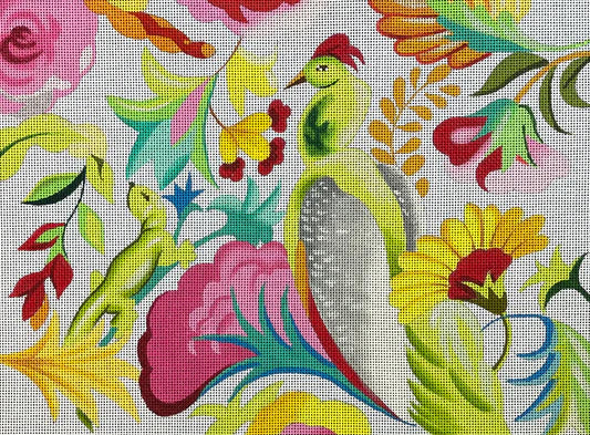 FF308 - Stylized Lizard, Parrot and Floral