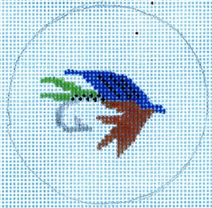 FL-109F - Flask - Fishing Fly - Blue, Red and Green