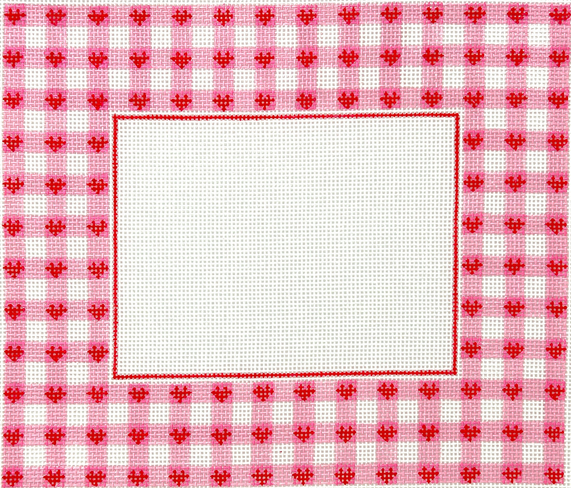 FR-88 - Pink Gingham with Raspberry Hearts - Rectangle