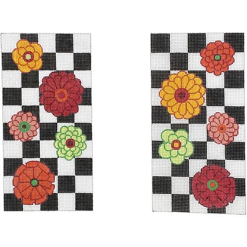 G-98 - Zinnias on Black and White Checks