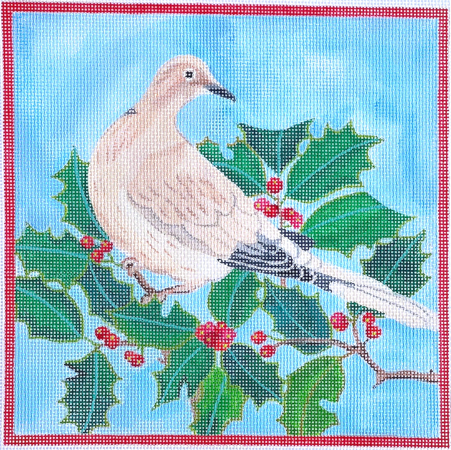 GM-PL-03 - Dove in Holly Branch with Red Border