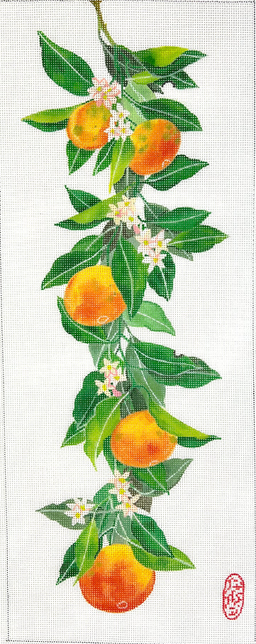 GM-PL-07 - Hanging Oranges with Leaves and Orange Blossoms