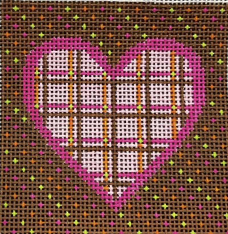 H110A - Pink Plaid Heart Ornament