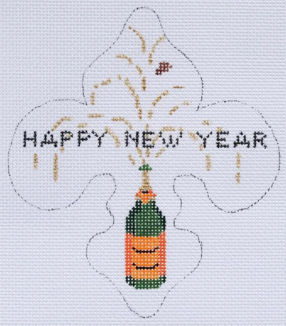 HM-01 - "Happy New Year" Fleur-de-Lis with Champagne (January)