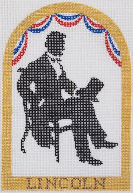 HM-42 - Abraham Lincoln Silhouette with Red, White and Blue Bunting (February)