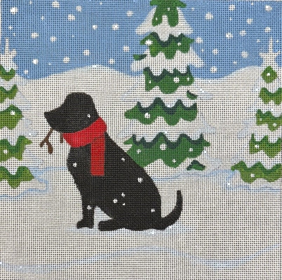 HO2384 - Black Lab in Snow