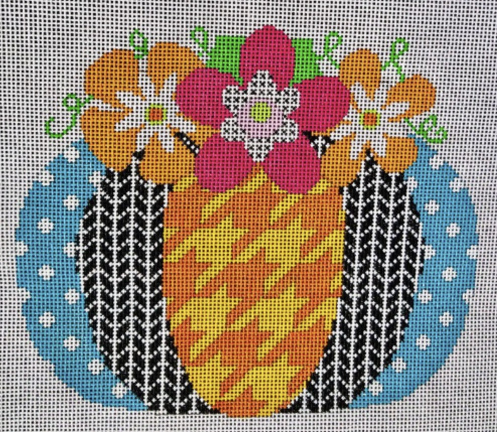 HW147B - Pumpkin Flower Patch - Houndstooth