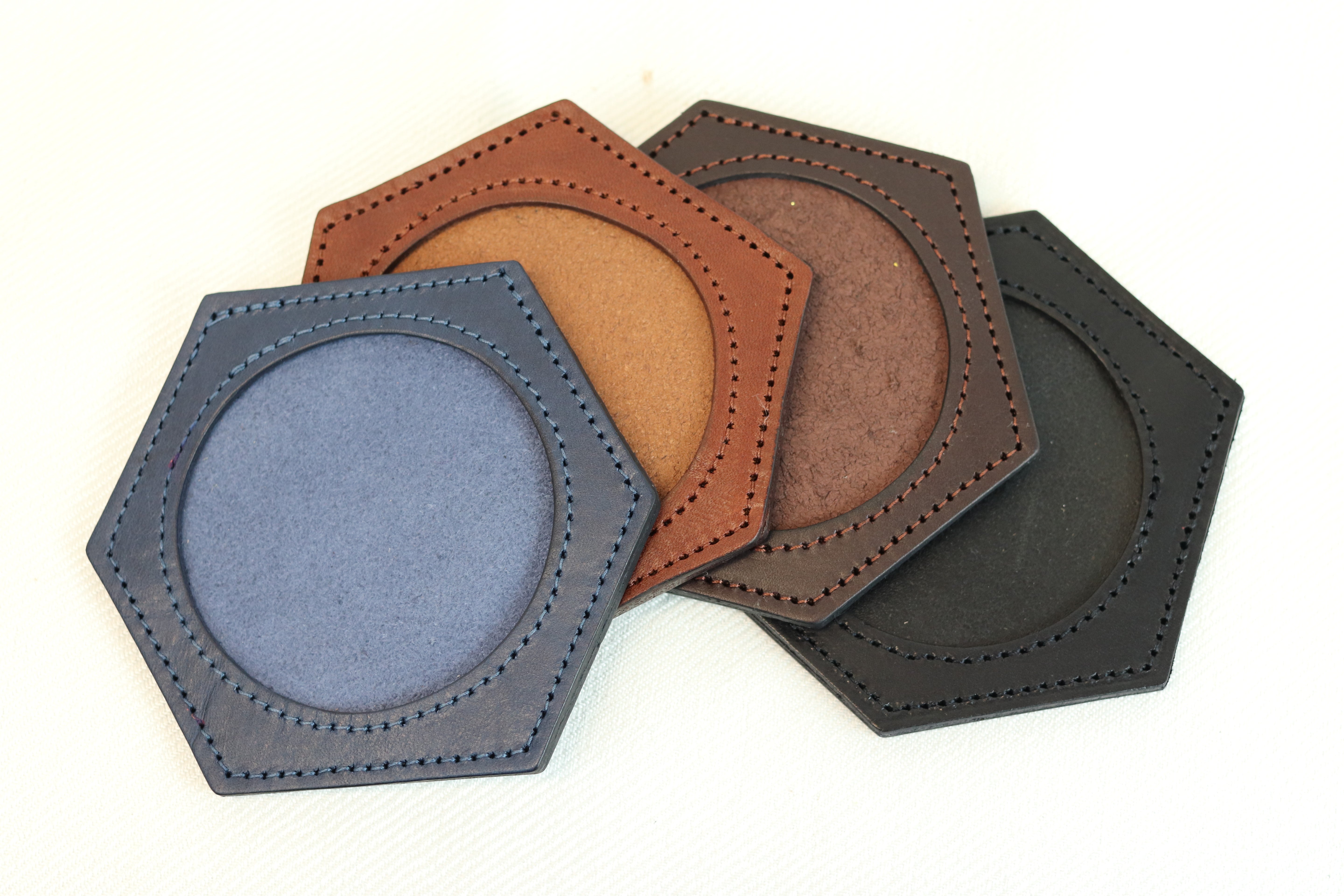 Hexagon Leather Coaster - Meredith Collection