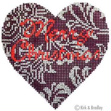 KB 054 - Burgundy Merry Christmas/Silver Heart