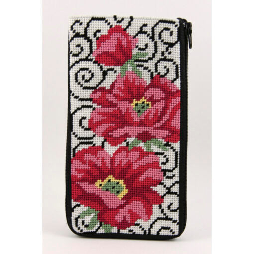 SZ450 - Poppies on Scrolls Eyeglass Case