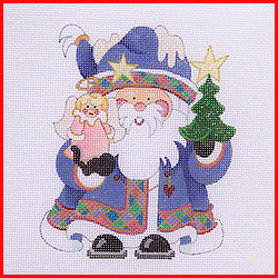 COSA-09 - Periwinkle Santa with Tree and Angel