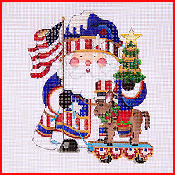 COSA-56 -  Patriotic Santa with Tree and Donkey Toy