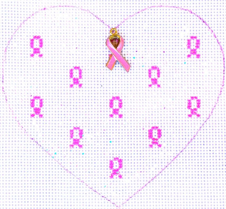 HB-706 - Pink Ribbon Heart White