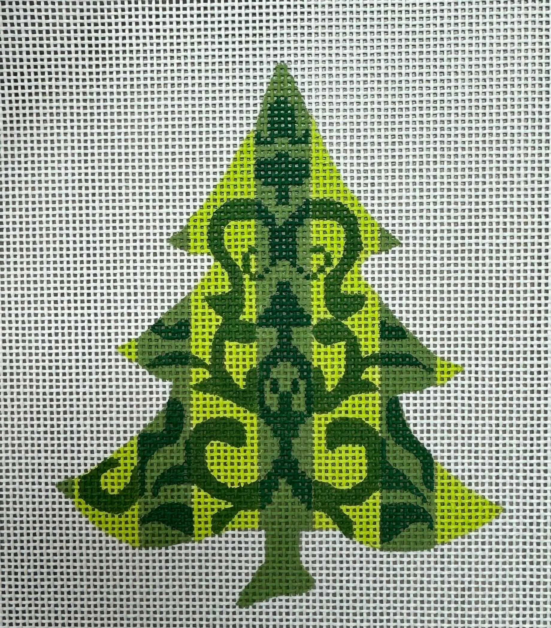 KCNT004-18 Chartreuse Damask Tree and Stitch Guide