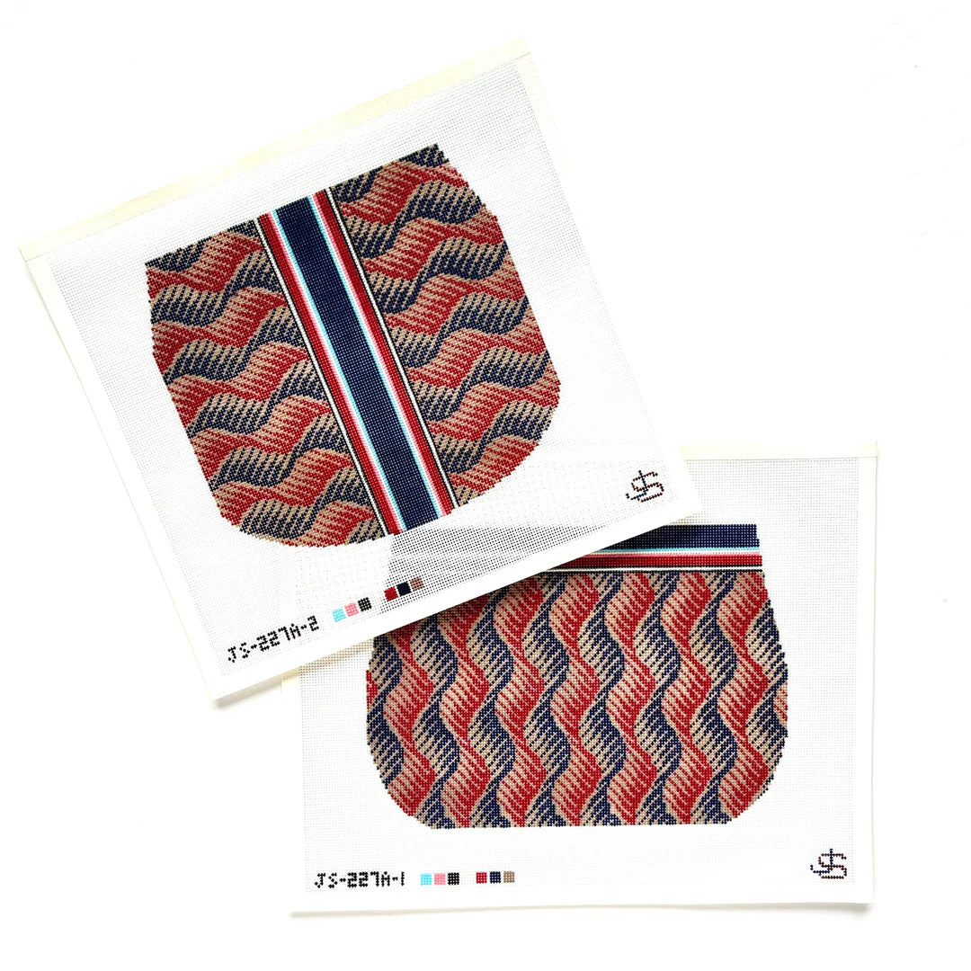 JS-227A - Feather Wave Purse and Flap Canvases Red, Blue, Brown (2 parts)