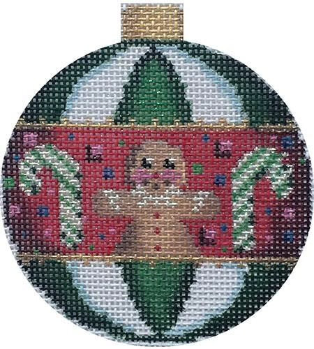 AT CT1806 - Gingerbread Green Stripes Ball Ornament