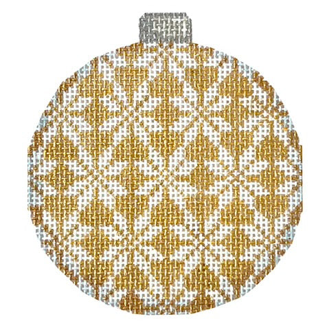 AT CT1843 - Nordic Snowflake on Gold Ball Ornament