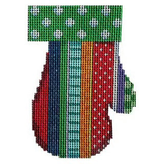 AT CT1858 - Dots on Green Jolly Stripe Mitten