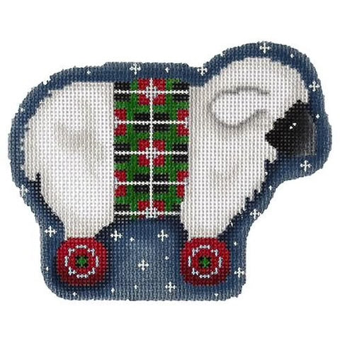 AT CT2065 - White Sheep on Wheels Ornament