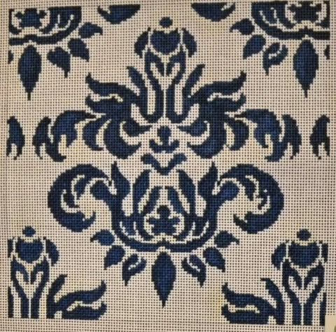 AT D1111 - Cream Navy Damask Square
