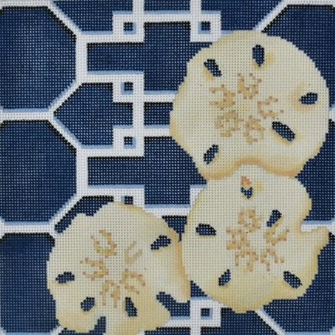 AT D1306B -Sand Dollar on Lattice Navy