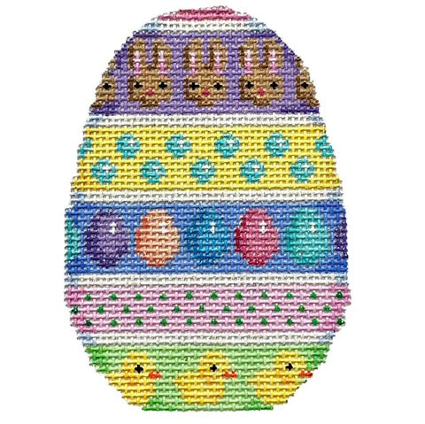 AT EG336 - Bunnies Eggs Chicks Horizontal Stripe Egg