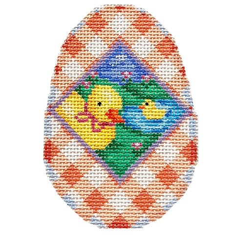 AT EG344 - Ducks Scenic Gingham Egg