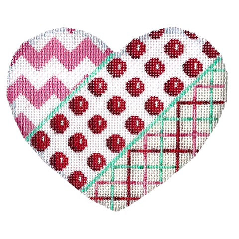 AT HE1002 - Chevron Coin Dot Tattersall Large Heart