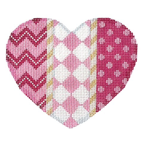 AT HE1008 - Chevron Harlequin Dots Large Heart