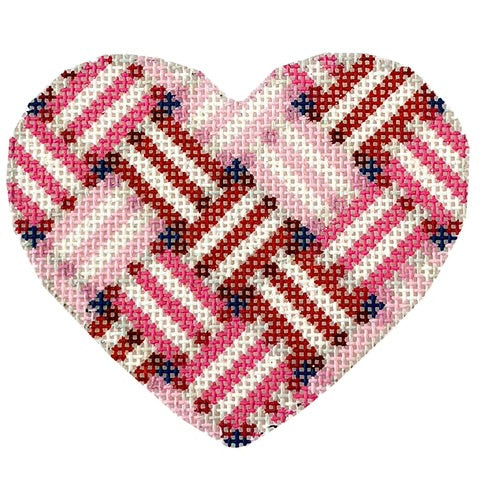 AT HE854R - Woven Ribbon Heart Red