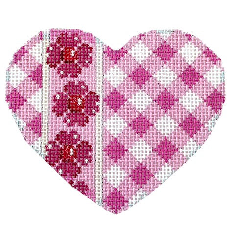 AT HE856 - Light Pink Gingham Flower Heart