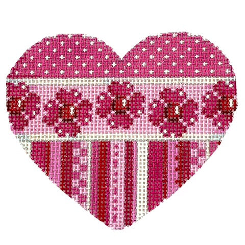 AT HE857 - Dots Flowers Multi Stripe Heart