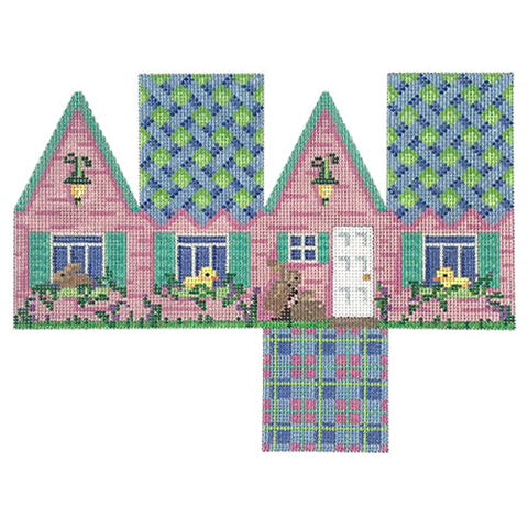 AT HH101 - Easter Cottage Blue Lattice Roof