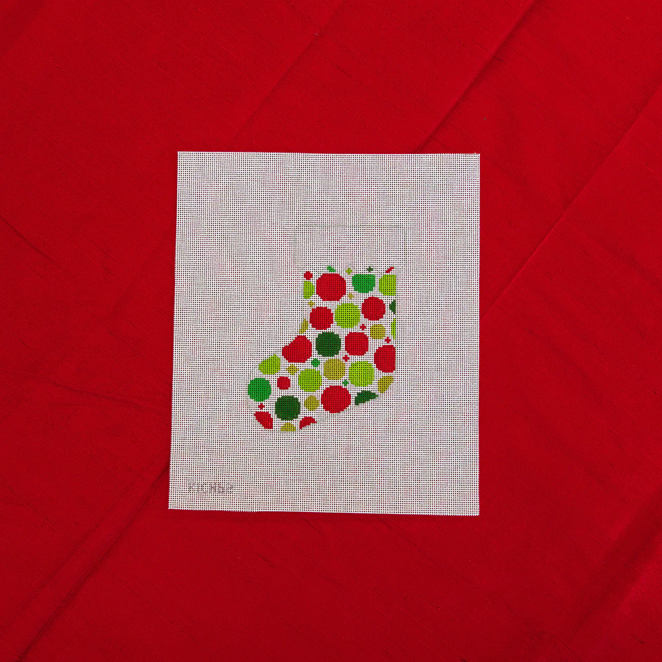 KICH62 - Bauble Dots Green/Red Traditional Mini Stocking Ornament