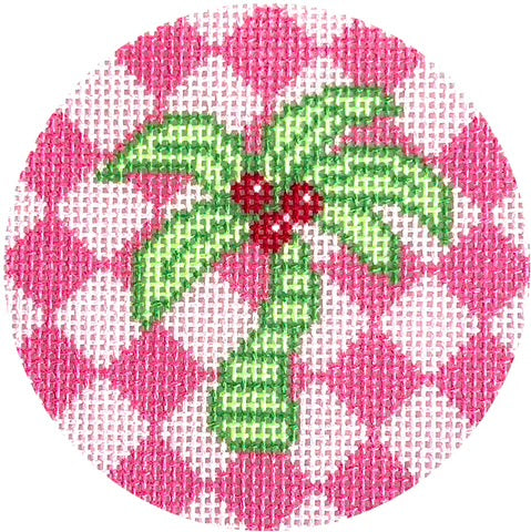 NTG TS052 - Green Palm on Pink 3 Round