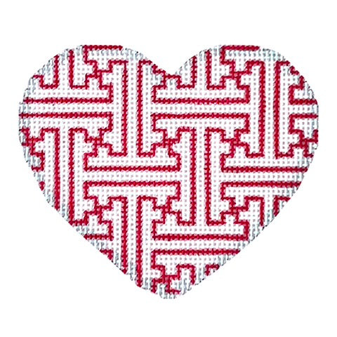 AT HE861 Red White Fretwork Heart