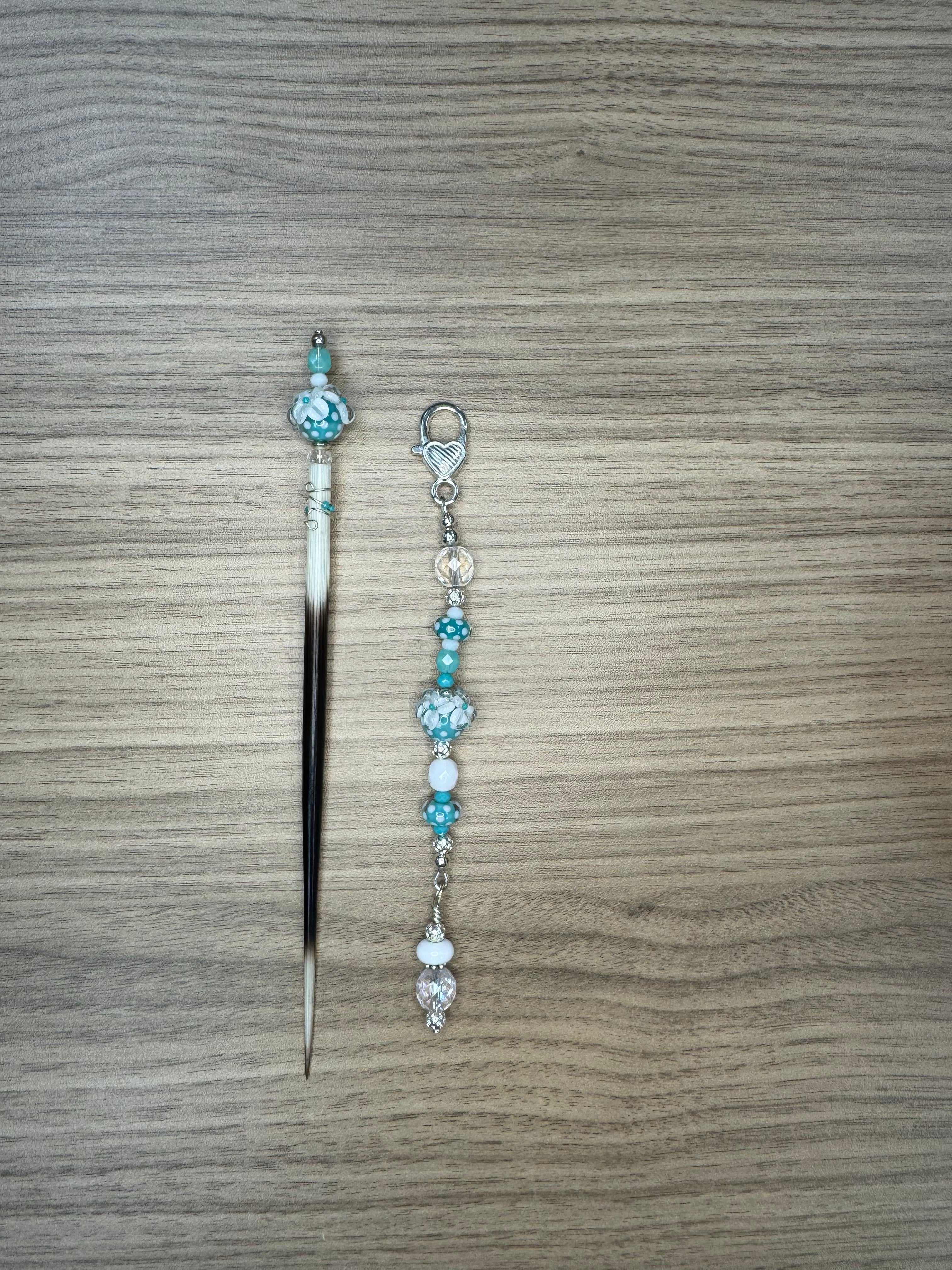 Laying Tool/Scissor Fob Set - Polka Dots on Blue
