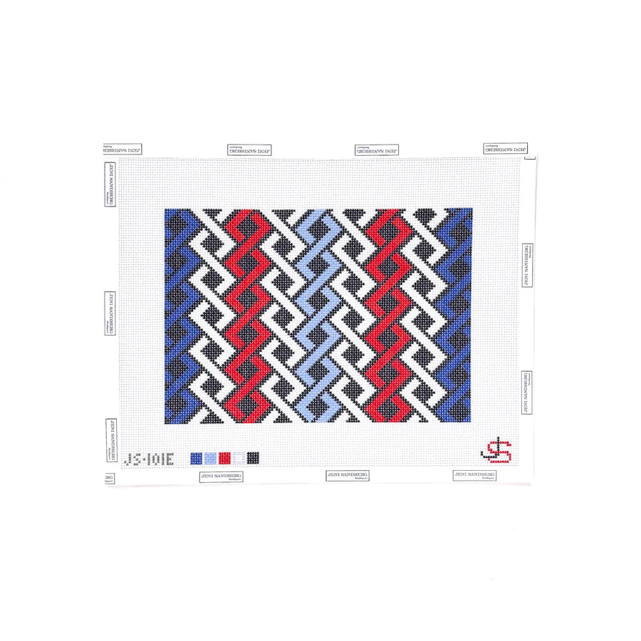 JS-101E - Hicks Braid Clutch Needlepoint Canvas - Red, White and Blue