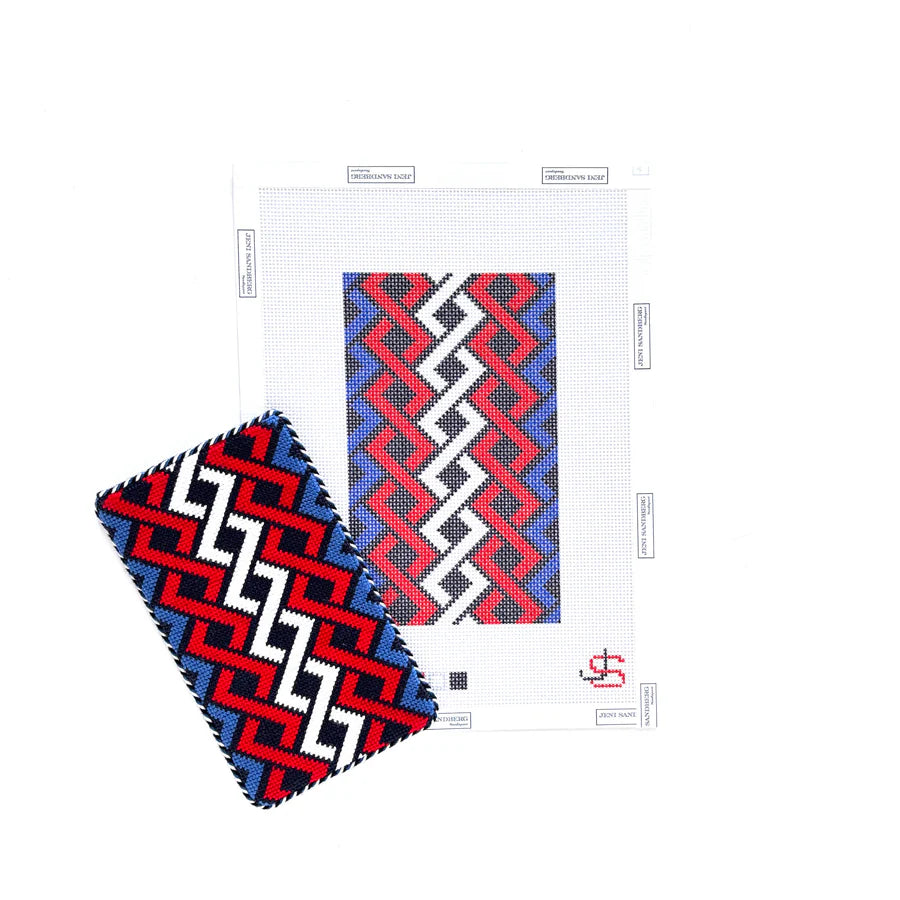 JS-104F - Hicks Sunglasses Case / Wallet Needlepoint Canvas - Red, white and blue