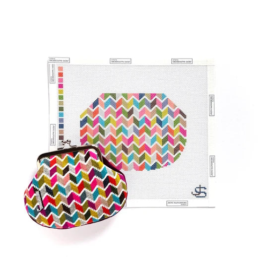 JS-345A - Chevron Stripe Kiss Lock Bag