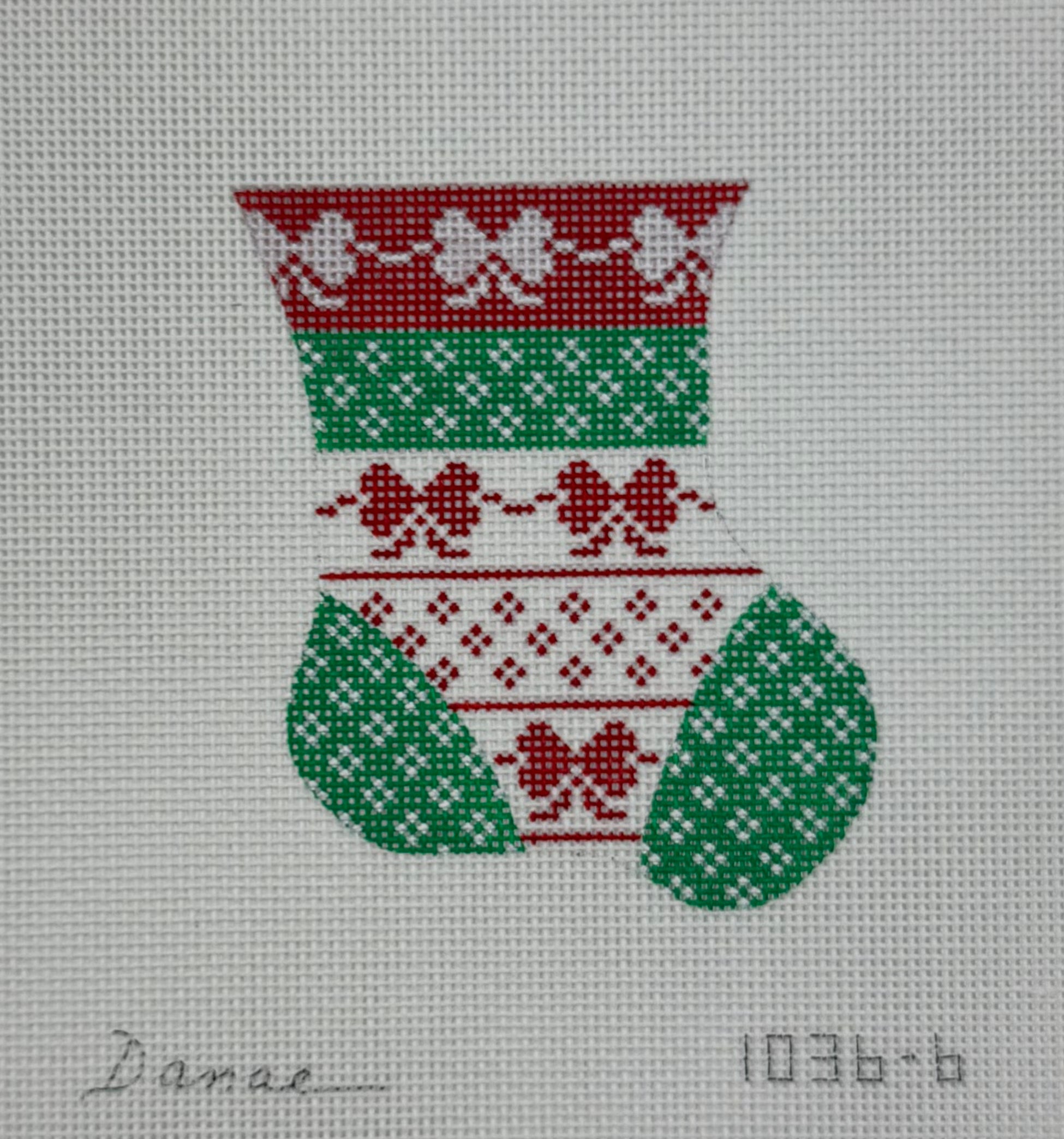 1036-6 - bow mini sock - green and red