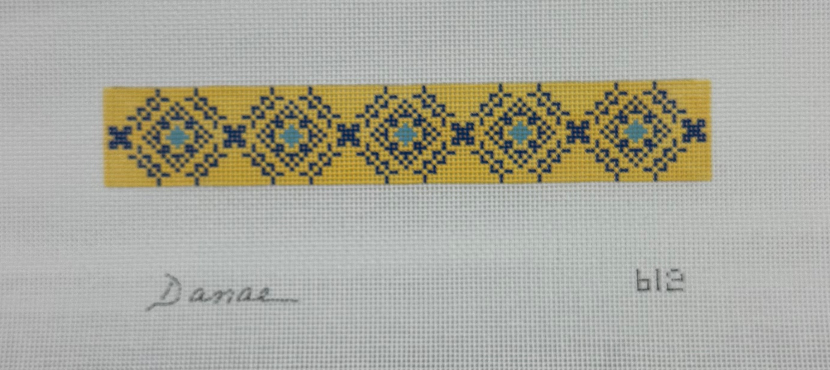 612 - Yellow/Navy Medallion Key Fob