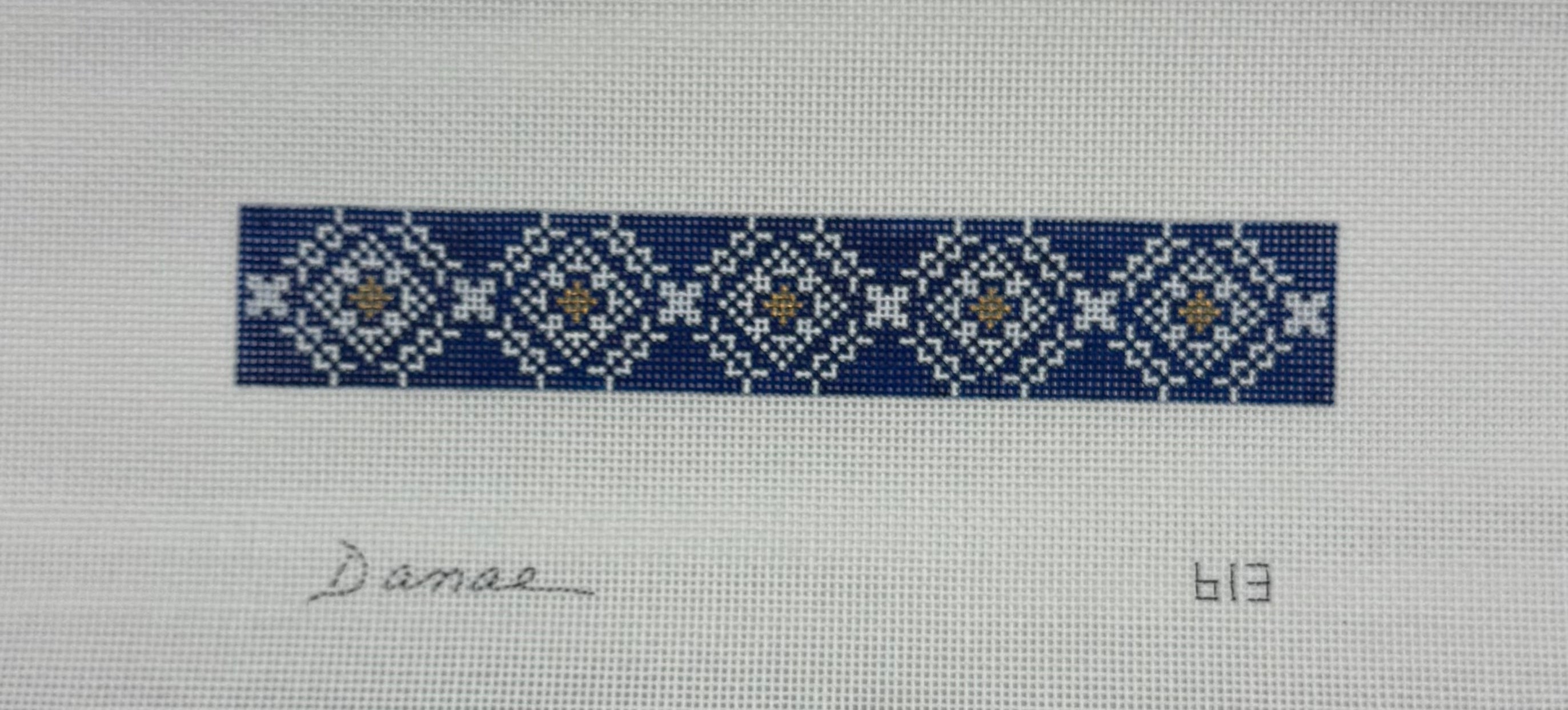 613 - Navy/White Medallion Key Fob