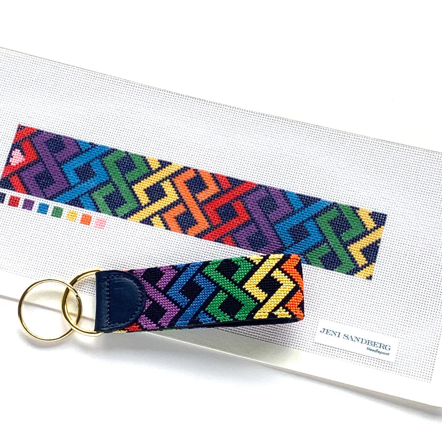 JS-109E - Hicks Braid Key Fob Needlepoint Canvas - rainbow