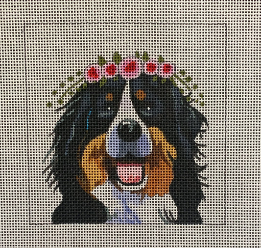 IN071 - Bernese Mountain Dog with Floral Crown Insert