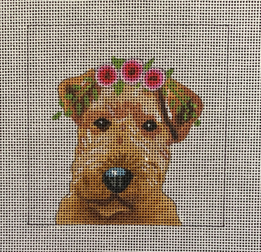 IN073 - Welsh Terrier with Floral Crown Insert