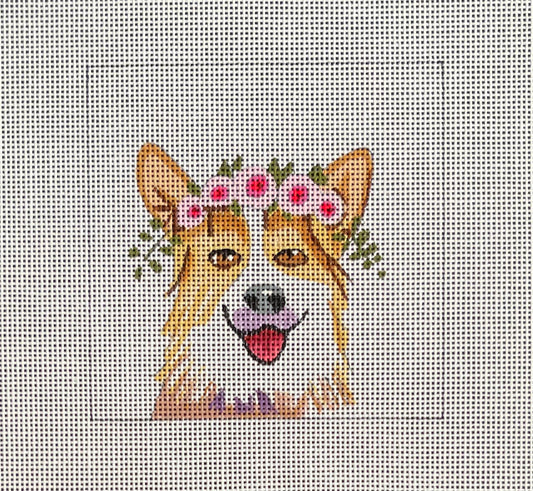 IN088 - Corgi with Floral Crown Insert