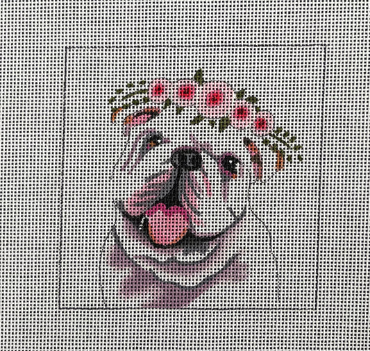 IN093 - Bulldog with Floral Crown Insert