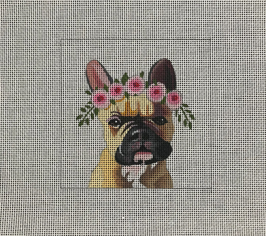 IN096 - French Bulldog with Floral Crown Insert